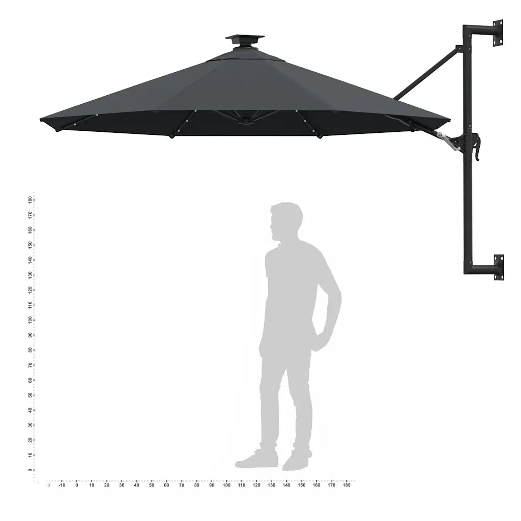 Ombrellone da Giardino-Ombrello da Balcone a Parete con LED 300 cm Antracite