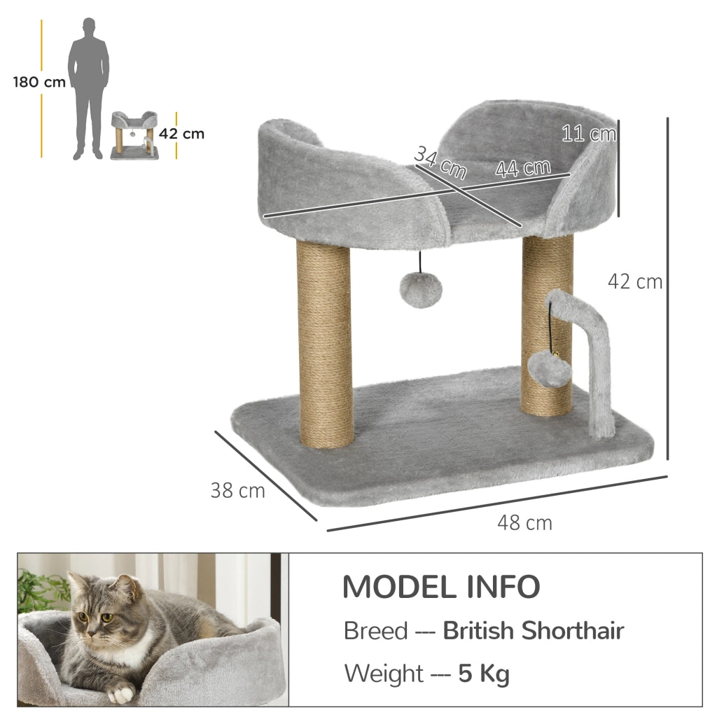 Albero per Gatti con Tiragraffi ¨C Zephmum ¨C 48x38x42 cm Grigio