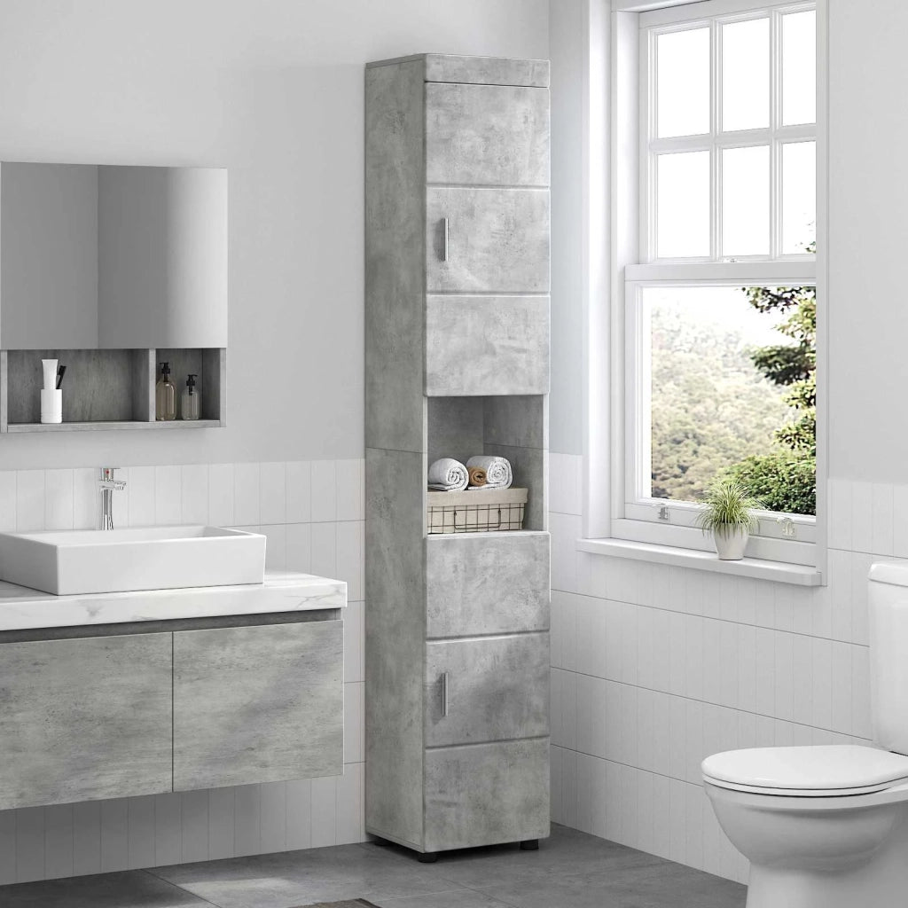 Set di Armadi da Bagno | Armadio da bagno TULUM Grigio cemento 37 x 31,5 x 203 cm