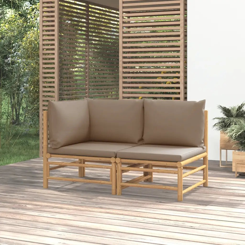 Salotto da Giardino-Set Salotto da Giardino 2pz con Cuscini Tortora Bamb¨´ 663699
