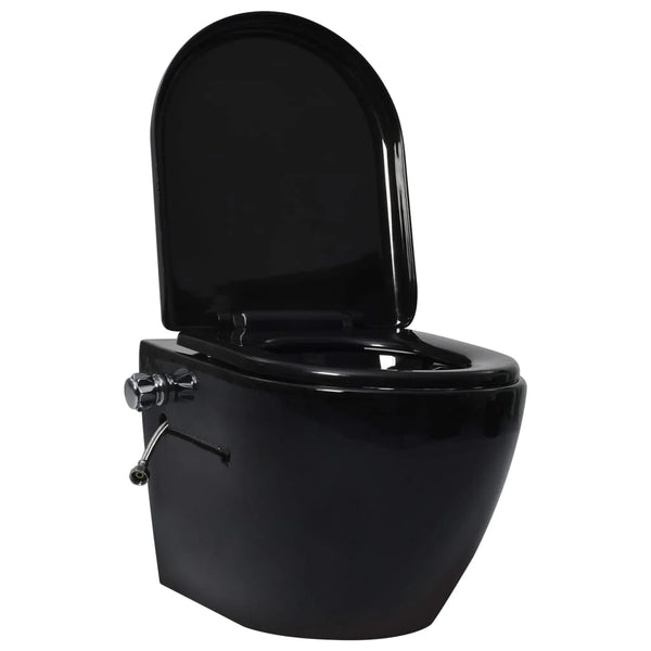 WC sospeso senza brida con funzione bidet WC sospeso con funzione soft-close ceramica nera 02_0003575
