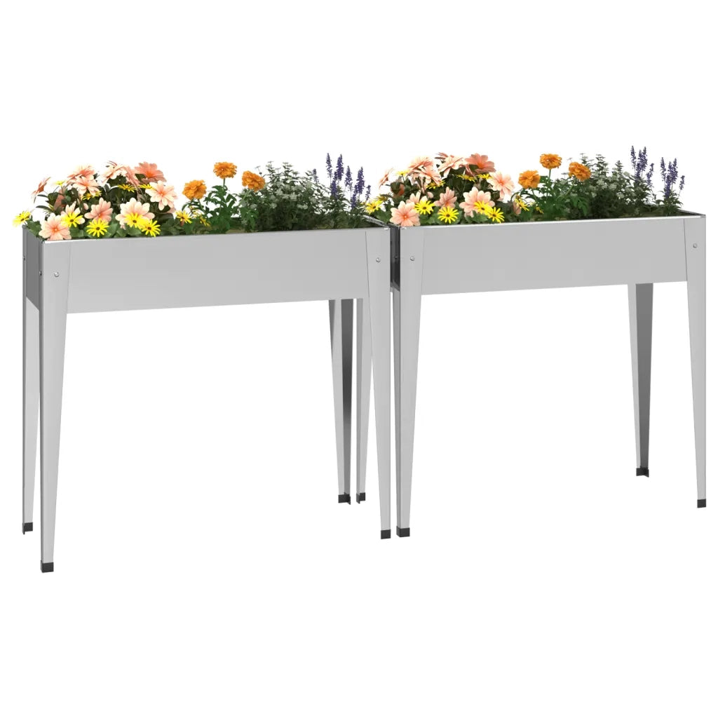 2 pz Fioriere | Cassetta per fiori | Vaso da Giardino Acciaio Zincato