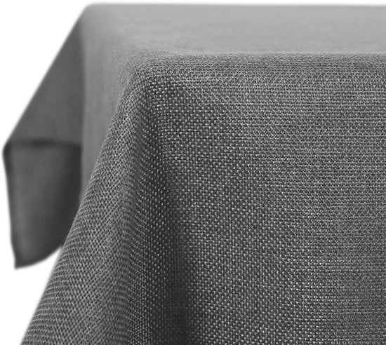 Tavolo con tovaglia in lino a effetto loto, impermeabile, 200x137 cm, colore grigio