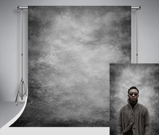 Retro fotografie donkergriese sfondo 7x5 ft/2,2x1,5 m con gradiente grigio e accessori per studio fotografico di ritratto