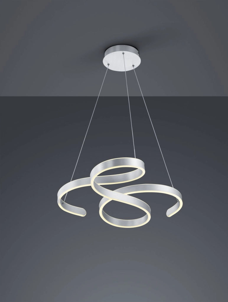 FRANCIS SOSPENSIONE LED 48W 5600lm, 3000K VORTICI ALLUMINIO SATINATO CON REGOLAZIONE INTENSITA' CON INTERRUTTORE D.72CM