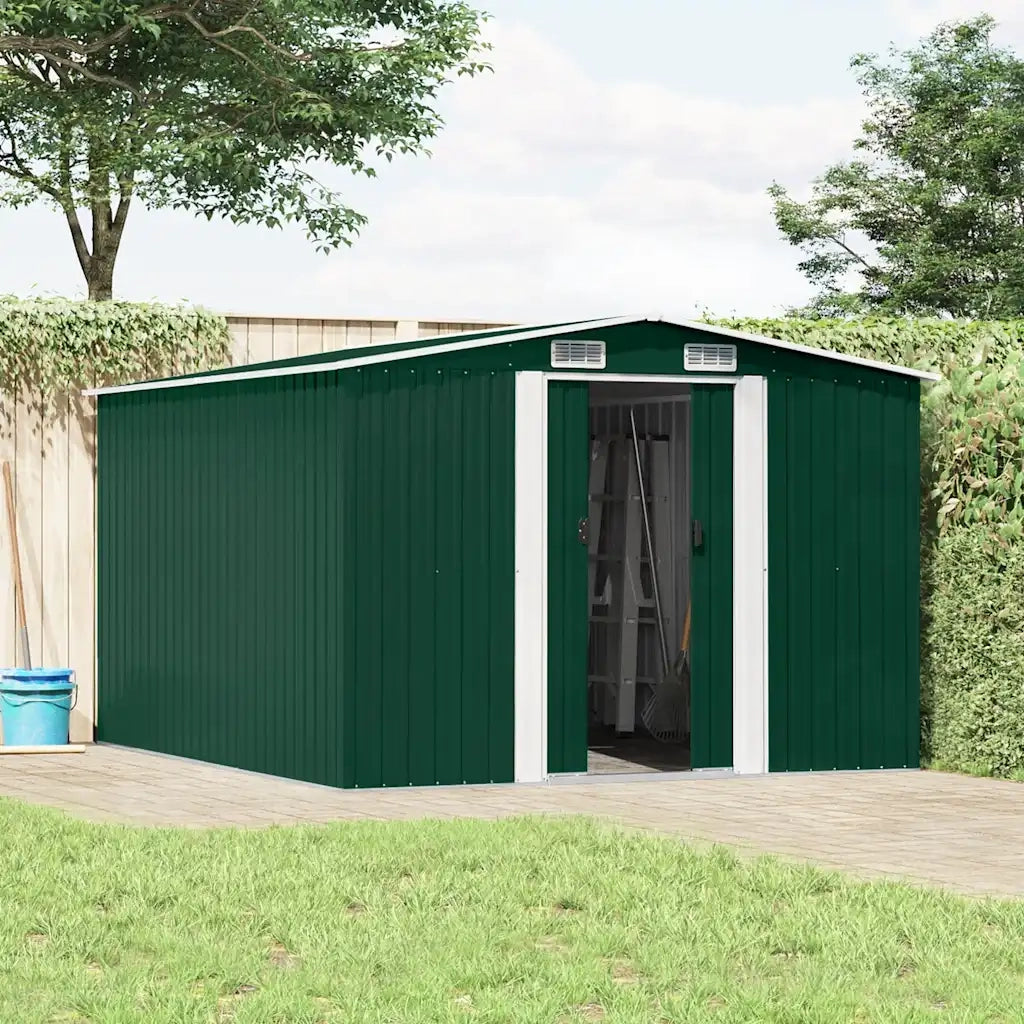 Casetta da Giardino 257x298x178 cm in Metallo Verde 143340