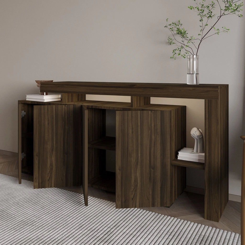 Credenza in legno "Beliz" - 170 x 35 x 80 cm - Noce