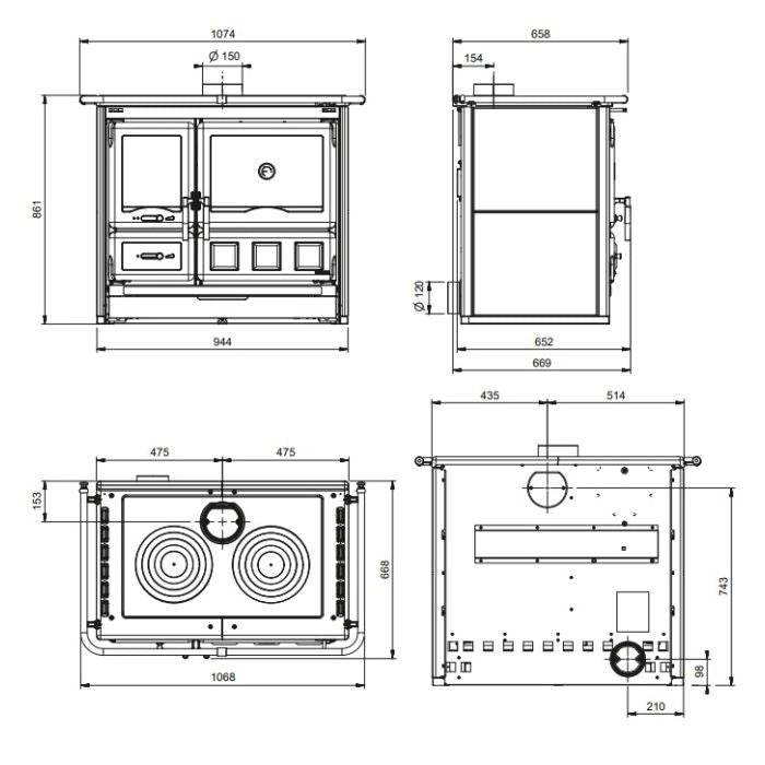 F0324 CUCINA ALEGNA ROSAXXLVST NORDICA KW8,5-COL.ANTRACITEPETRA NAT