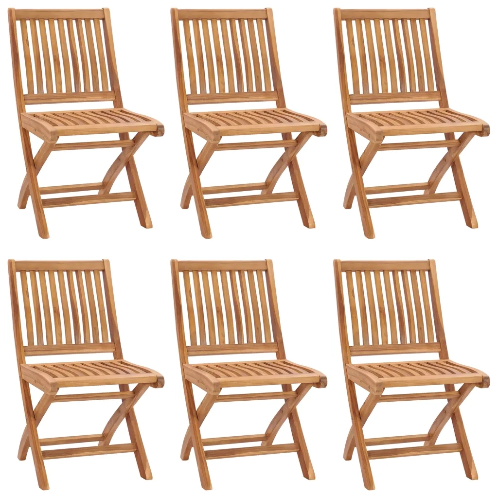 Sedie da Giardino Pieghevoli con Cuscini 6 pz Massello di Teak 3072854