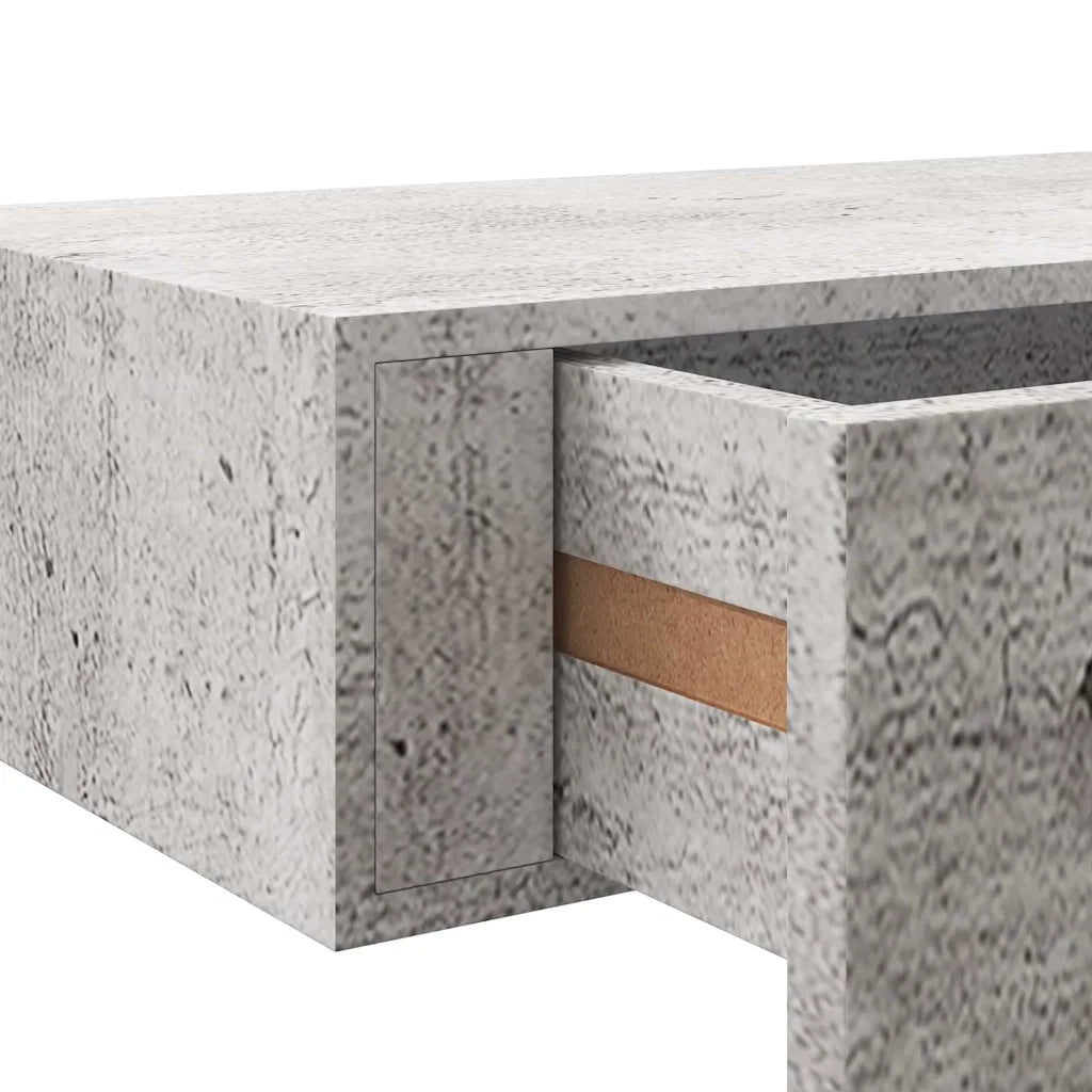 Scaffale con Cassetti da Parete | Mensola sospesa Grigio Cemento 40x23,5x10cm MDF