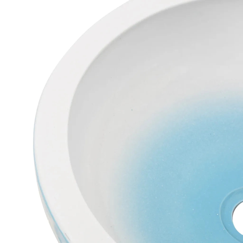 Lavabo da Appoggio Bianco e Blu Rotondo ¦µ41x14 cm Ceramica CFW9137965