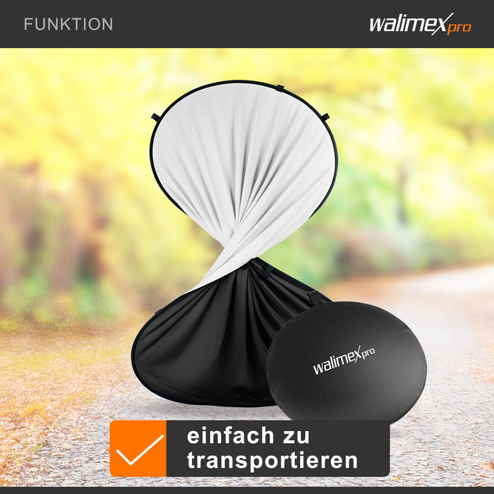 Fondale fotografico pieghevole 2in1 bianco/nero 200 x 230 cm, con anello elastico e borsa da trasporto, per studio fotografia