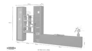 Parete attrezzata  antracite moderna sospesa mobile TV libreria legno 2 vetrine Yves RT