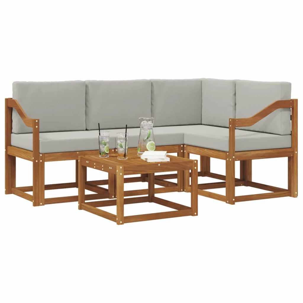 Set di divani da esterno 5 pcs Grigio Naturale e Chiaro 3366374