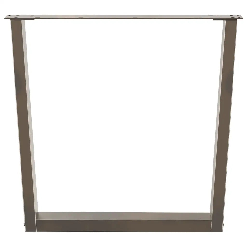 Gambe per tavolo da pranzo a forma di V 2 pz in acciaio naturale 90x(72-73,3) cm 4012655