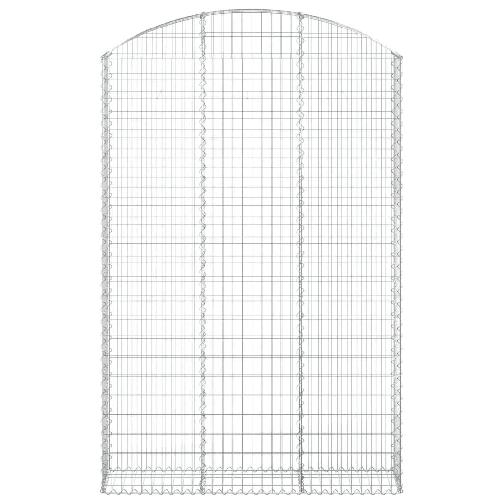 Cesto gabbione recinzione a gabbia muro di contenimento ad arco 150 x 30 x 220/240 cm ferro zincato argento 02_0039976