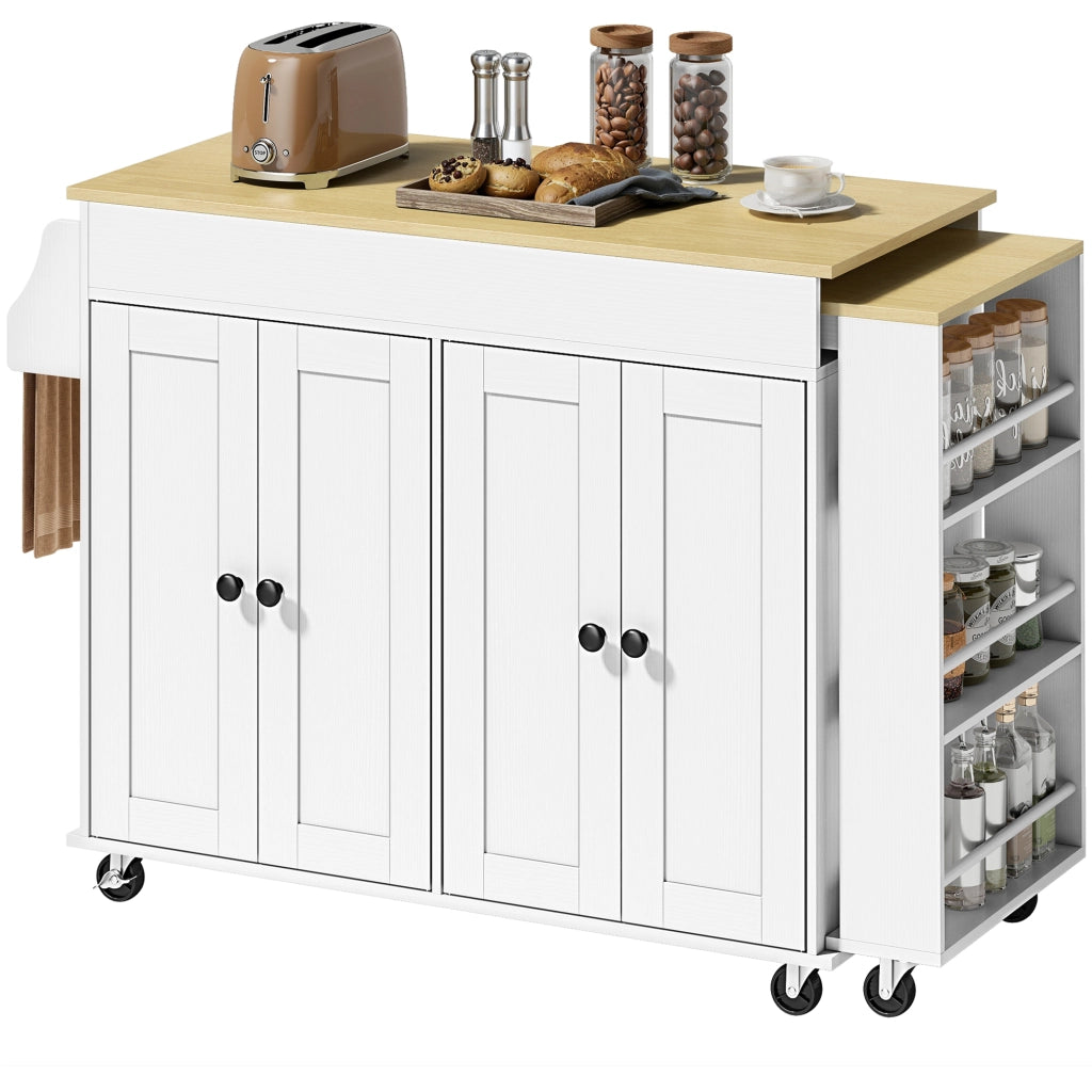 Mobile da Cucina con Ruote e Piano Estensibile ¨C Zephmum ¨C Bianco 80x45x90