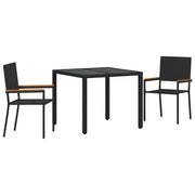 Set da Pranzo per Giardino 3 pz | Set Salotto da Giardino Nero polyrattan