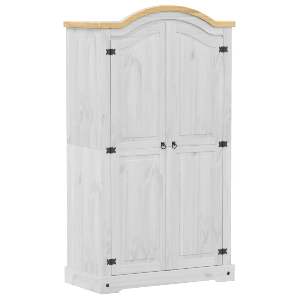 Armadio Corona Bianco 102x52x186 cm in Legno Massello di Pino CFW3247370