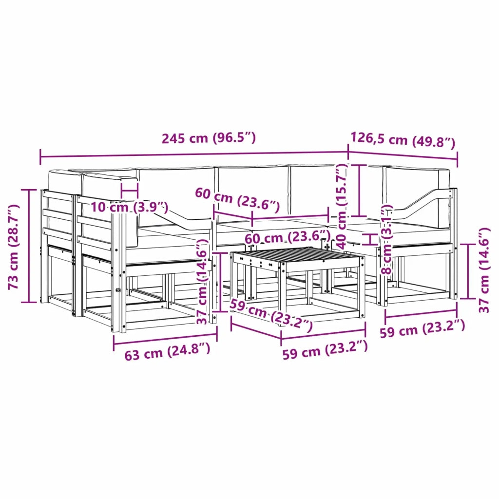 Set di divani da esterno 7 pz Bianco e Beige 3387332