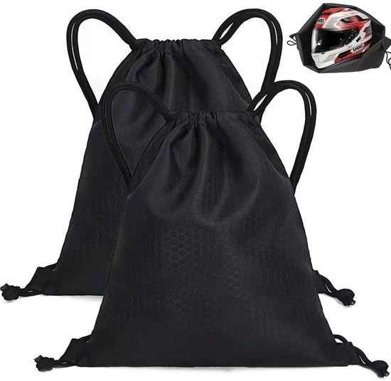 Set di due tasche per elmetto con cordoncino - Impermeabile - Borsa portaelmetto - Borsa per elmetto motociclistico - Tela Oxford - 50x50 cm