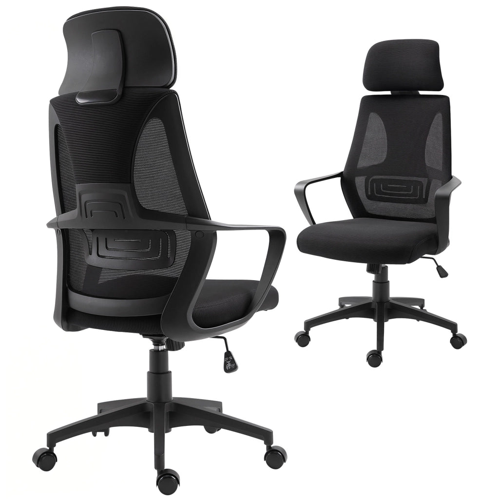 Sedia da ufficio ergonomica in rete ¨C zephmum ¨C nero, 64x55x116-126 cm