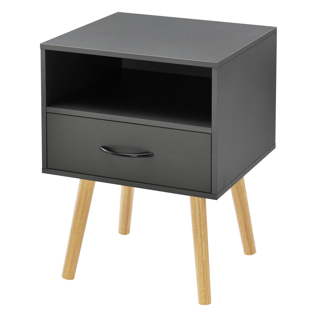 Set Gävle di 2 Comodini con Cassetto e Scomparto - Grigio Scuro [en.casa]