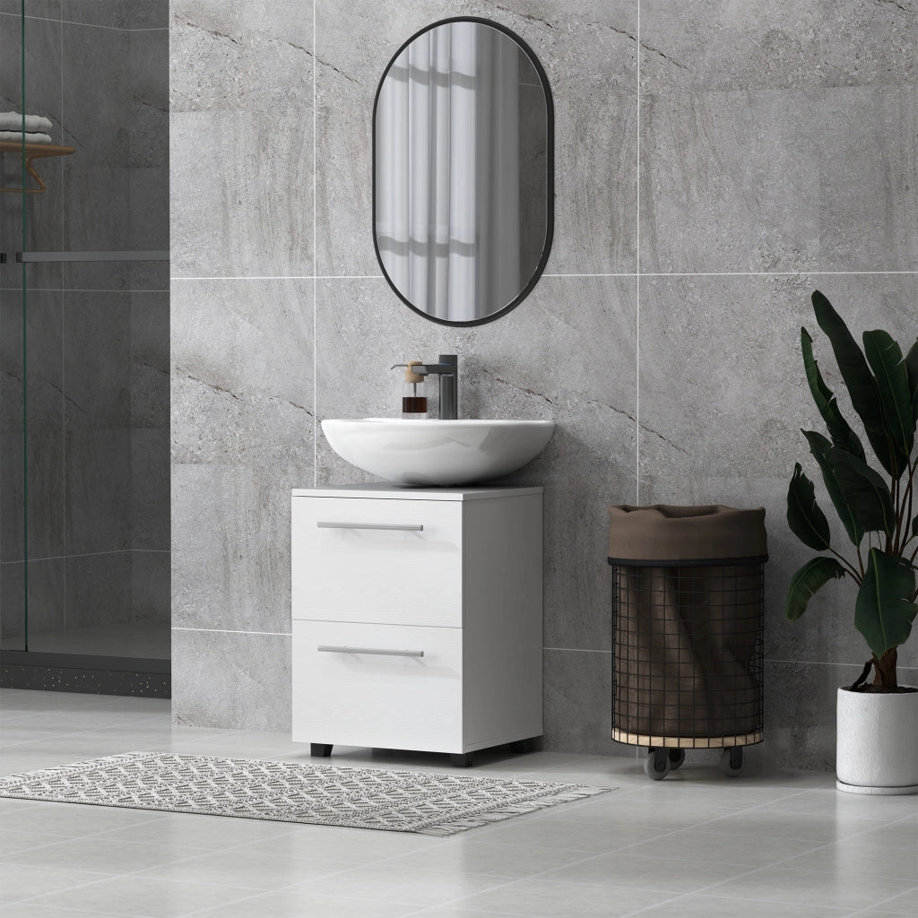 Mobile Sottolavabo Mobiletto Bagno Moderno 41,5x35,5x59 cm Rivestimento in Melamina Bianco