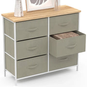 IDMarket - Arcón ALTA 80 cm 6 cajones en tejido gris claro con tapa efecto madera