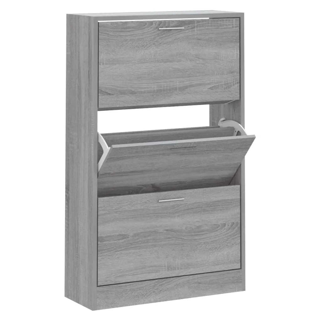 Scarpiera mobile contenitore per scarpe mobile per ingresso/corridoio/soggiorno design Sonoma 63 x 24 x 103 cm legno ingegnerizzato grigio 02_0022084