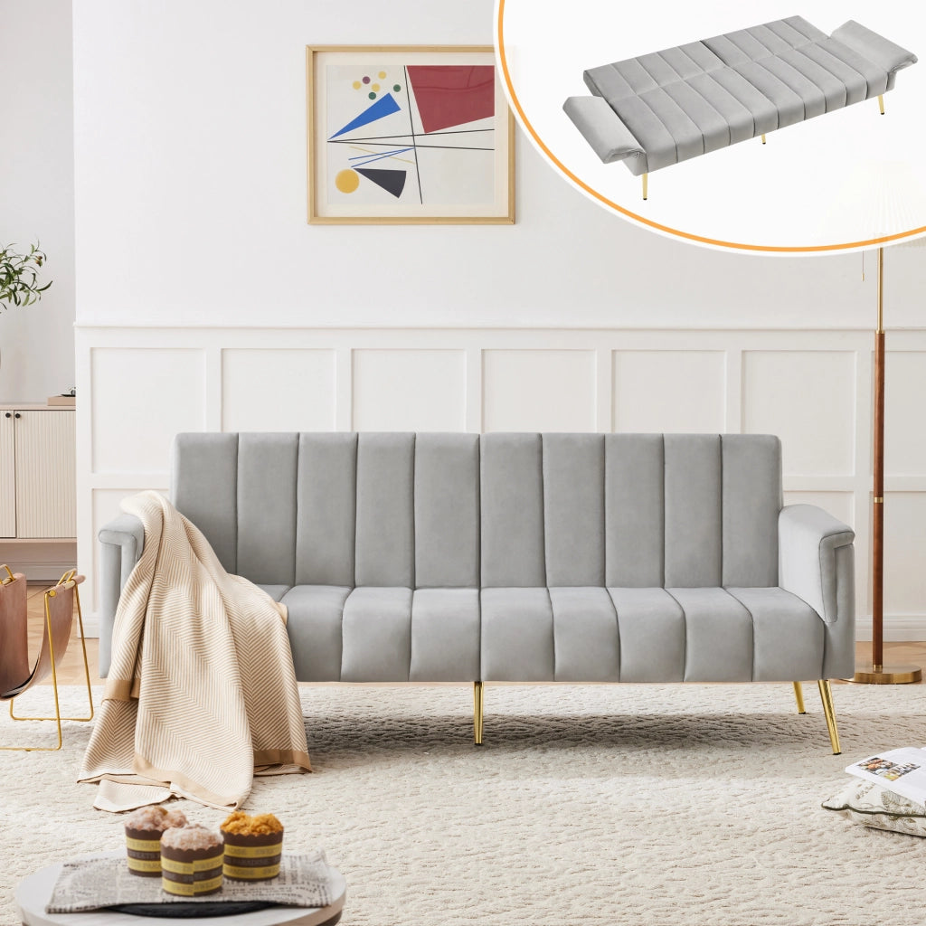 Divano letto moderno pieghevole - Zephmum- Pelle scamosciata, gambe di supporto