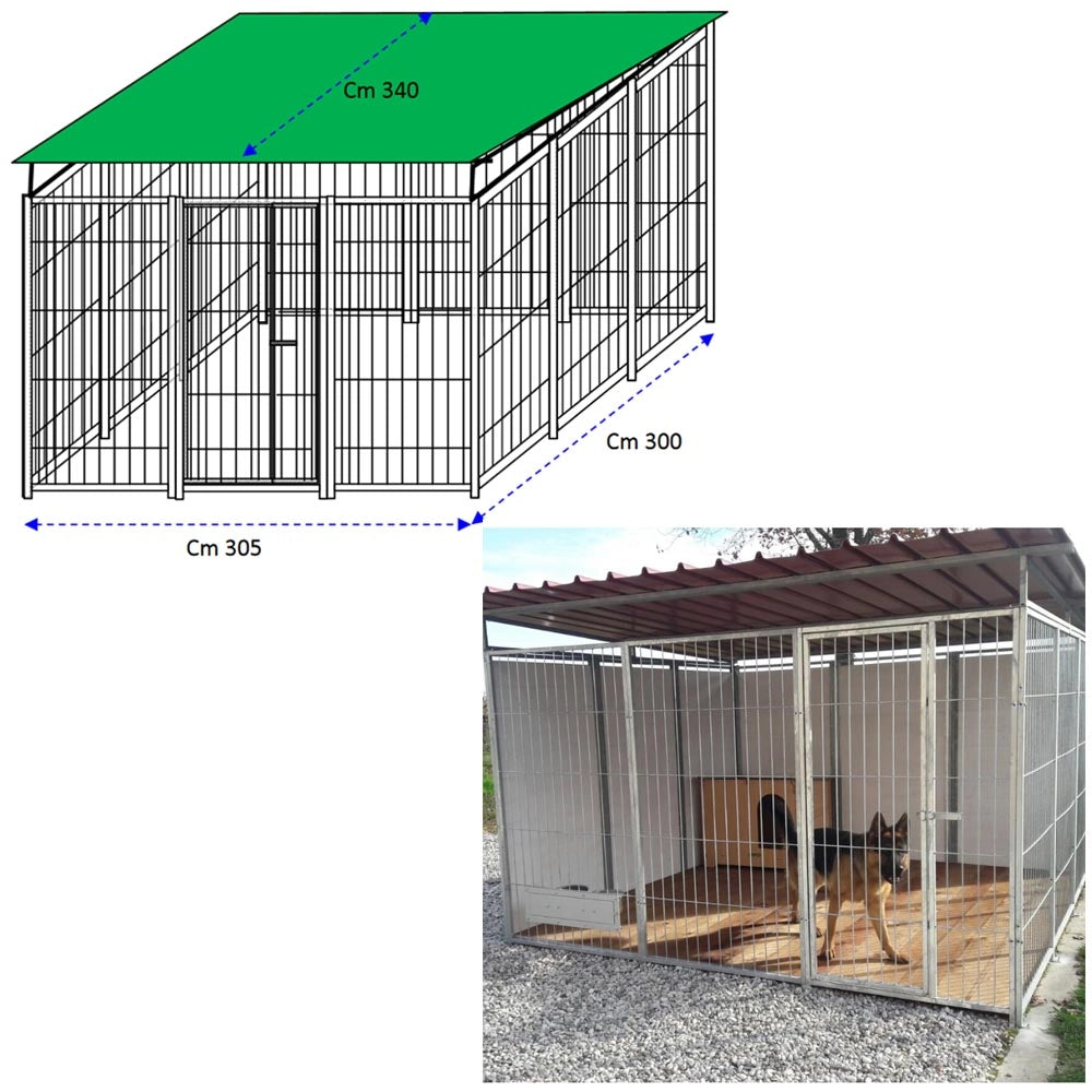 Recinto per cani 3x3 metri con copertura box modulare viteria compresa