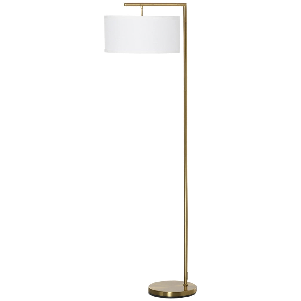 Lampada da terra a stelo con paralume in lino base rotonda stabile per ufficio camera da letto ¨C zephmum ¨C 47x37x153 cm oro e bianco