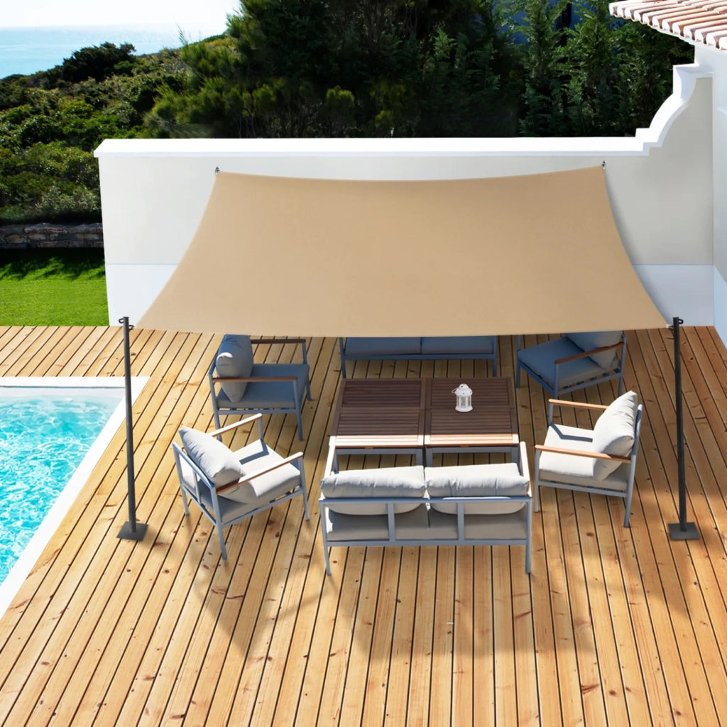 IDMarket - Tenda a vela parasole rettangolare 4x6 M beige sabbia
