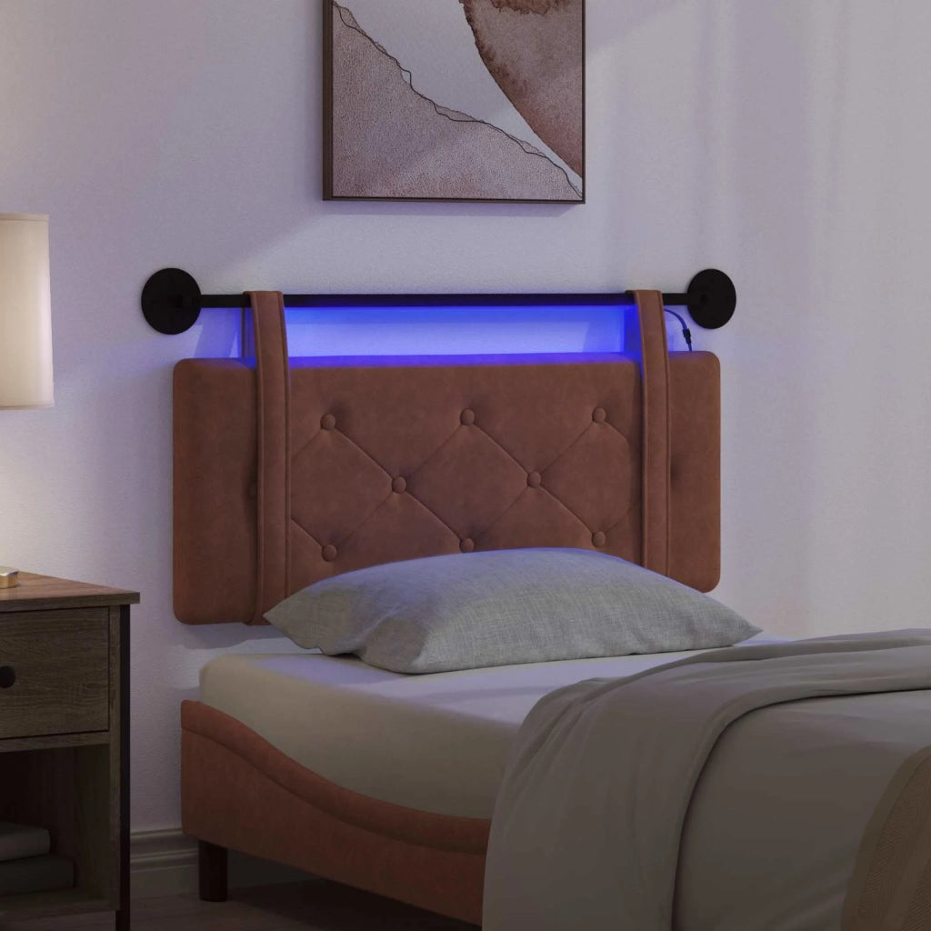 Testiera sospesa Con luce LED Marrone PU Antico 3424134