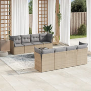 Set Divano da Giardino 9 pz con Cuscini Beige in Polyrattancod mxl 86926