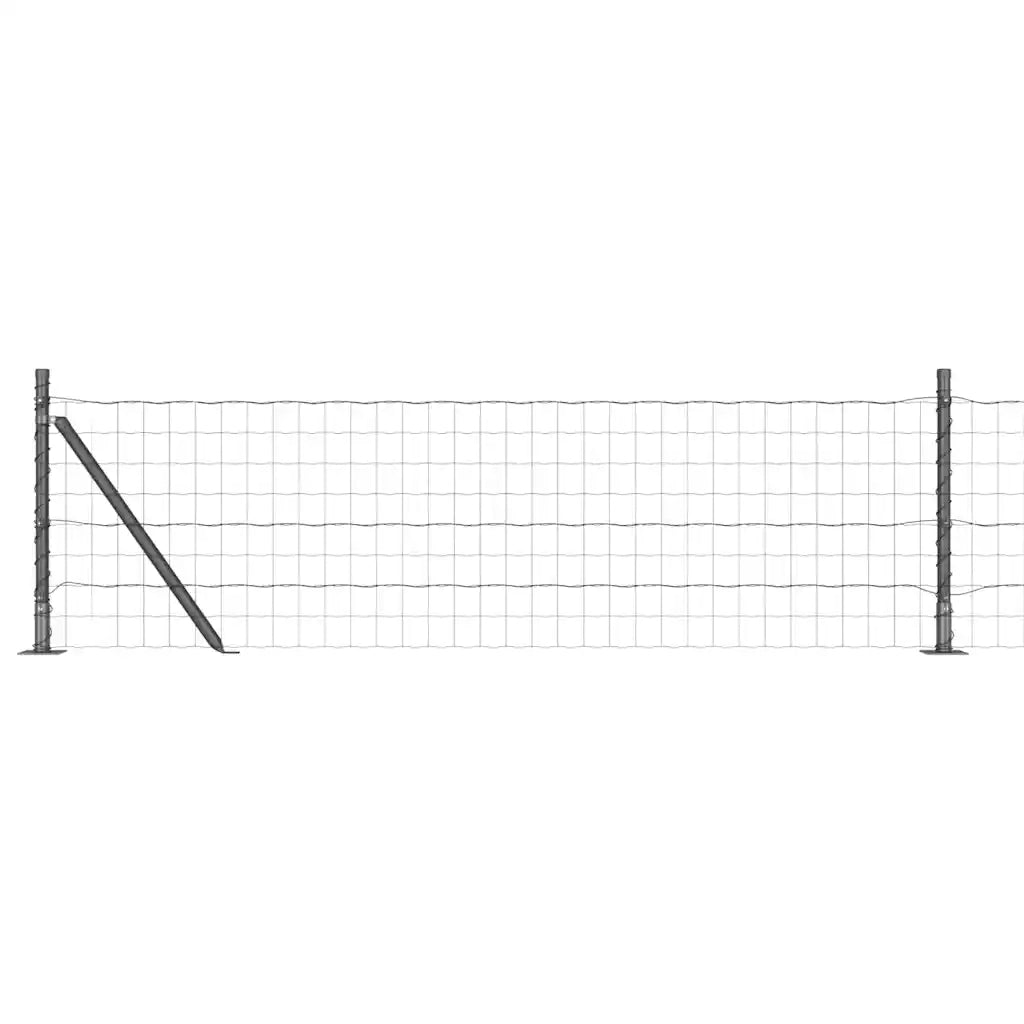 Recinzione con Posto Grigio 0,6 x 25 m Acciaio e PVC 3350975