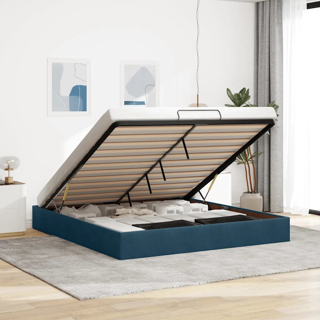 Struttura Letto Pouf senza Materasso-Giroletto con contenitore 180x200 cm in Velluto 592931