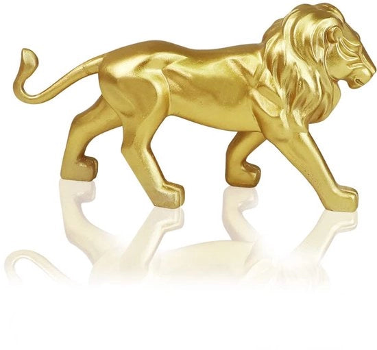 Decorazione per la Casa, Sculptura di Leoni, Manufatto a mano in Resina Poliesterica, Ornamento Decorativo di Leone, Oggetto da Collezione di Animali Selvatici per la Casa, Ufficio, Studio (Ghiaccio - 19,5x6x13cm)