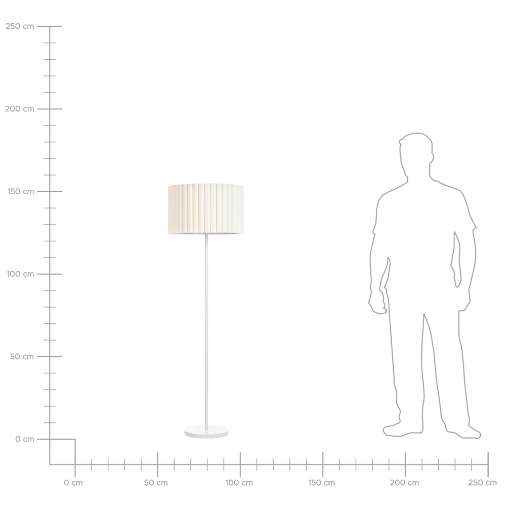 Lampada da terra Bianco Sporco Poliestere Terylene Ferro 154 cm Paralume a tamburo Luce Camera da letto Soggiorno Retrò Classico