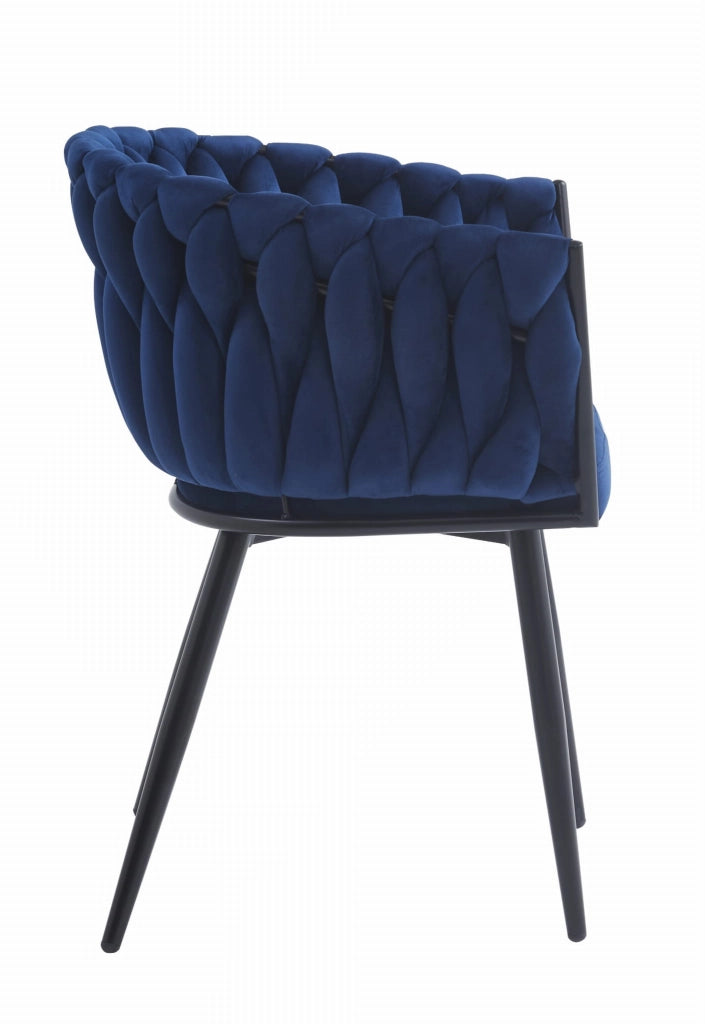 Sedia VALORA MAYAN - Velluto blu navy, design ergonomico, uso soggiorno