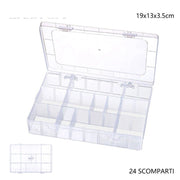 Trade Shop - Scatola Portaoggetti 12 Scomparti Pratico Contenitore Misura 19x13x3.5 Cm -