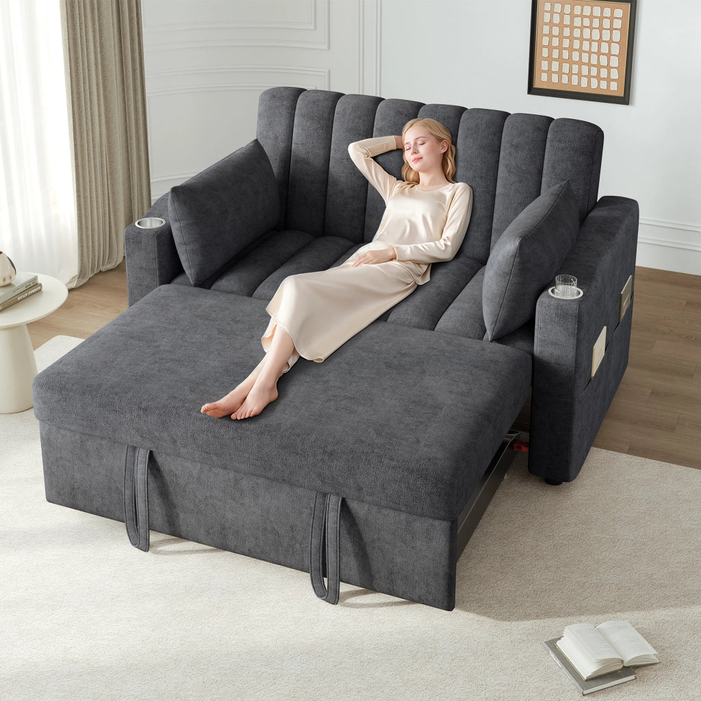 Divano letto multifunzionale moderno - Zephmum- Schienale regolabile con porta-bicchieri
