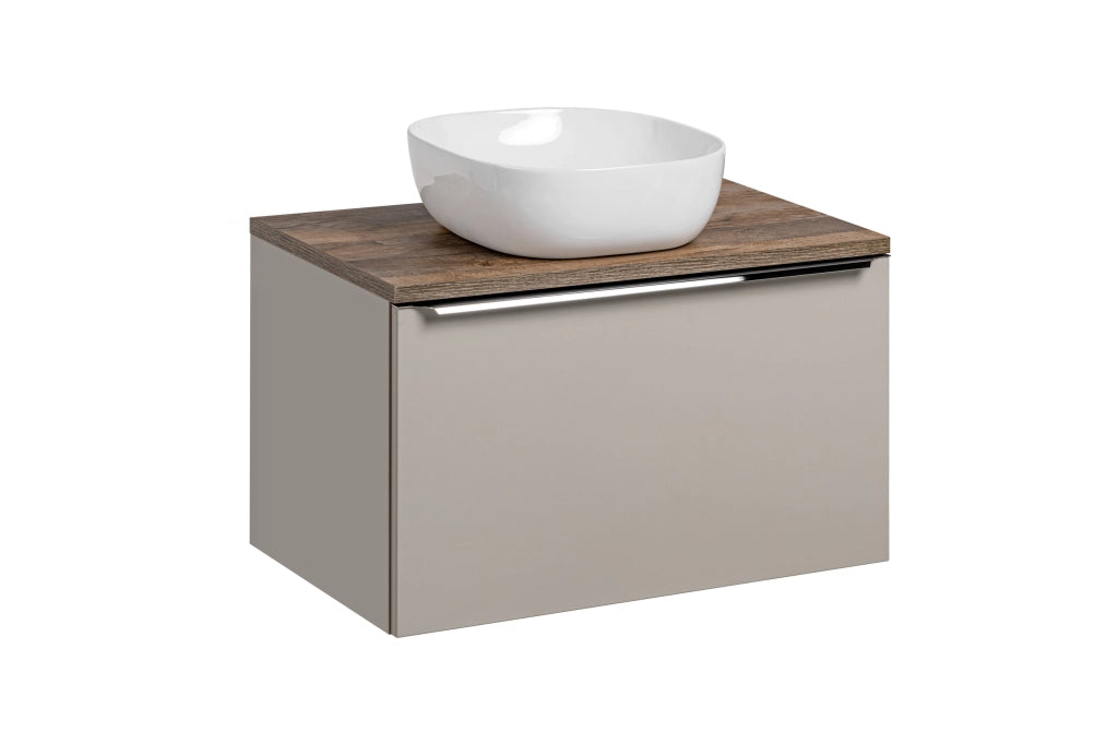 Set mobili bagno 80 cm con piano e lavabo da appoggio Smile Santa Fe Taupe 80 cm