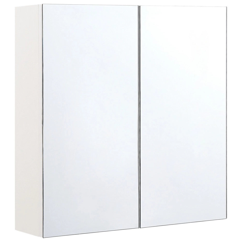 Armadietto a specchio per bagno in compensato bianco 60 x 60 cm Scaffali pensili a 2 ante