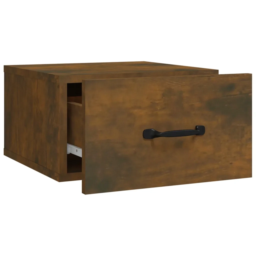 Comodino | Armadio da Notte | Mobiletto da notte a Muro Rovere Fumo 35x35x20 cm