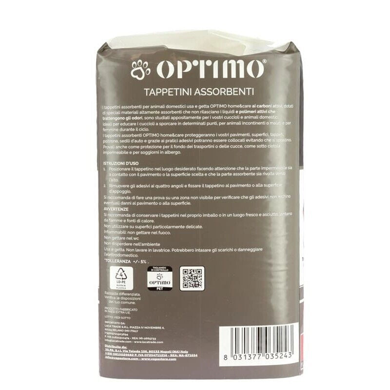 OPTIMO PET TAPPETINO 60X90 CM IN CONFEZIONE DA 30PZ CON CARBONI ATTIVI