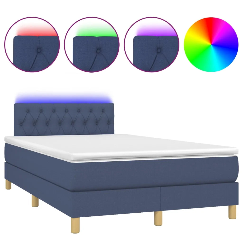 Letto a Molle con Materasso e LED Blu 120x200cm in Tessuto cod mxl 64236