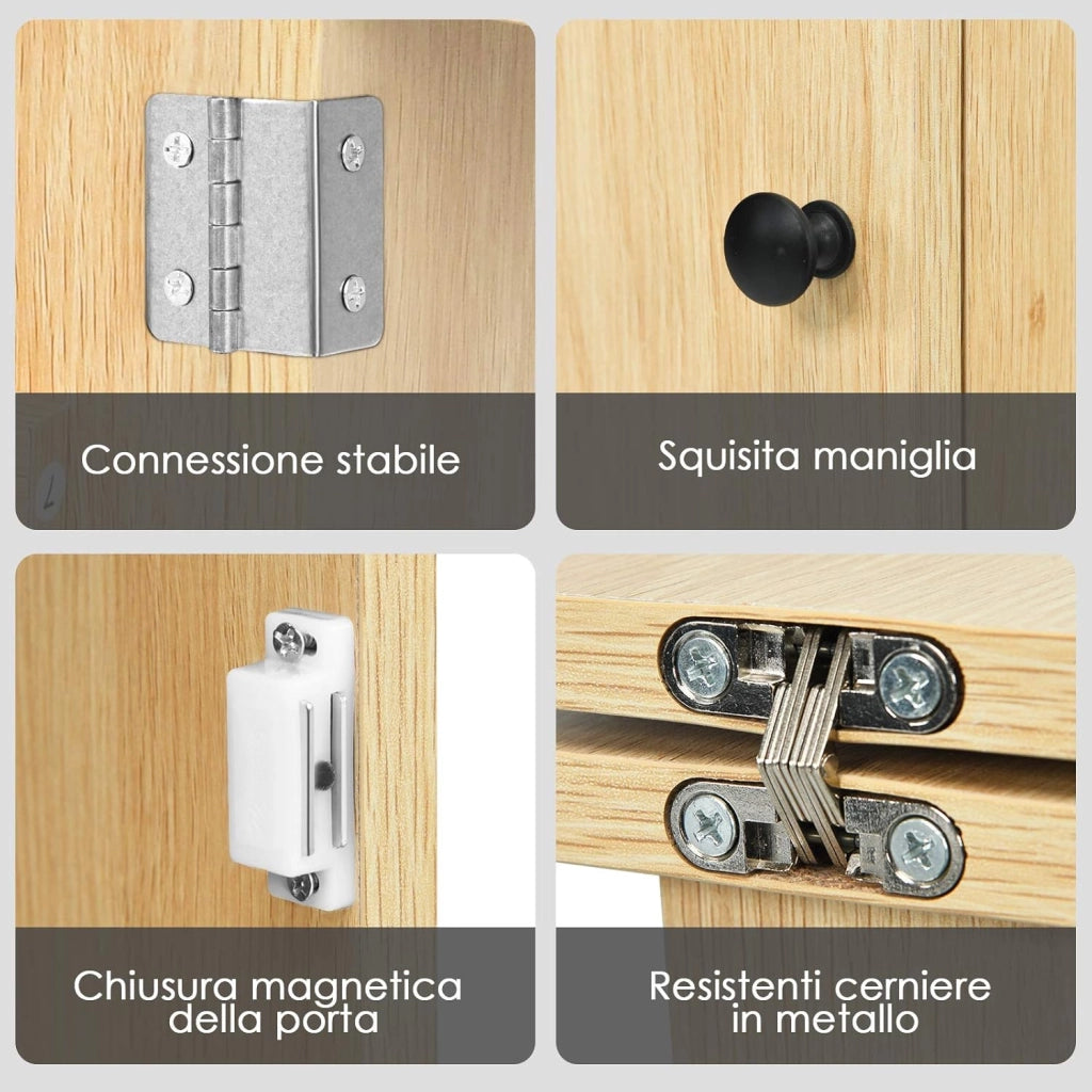 Mobile per Macchina da Cucire Pieghevole, Tavolo da Cucito con Ruote Bloccabili e Ripiani Portaoggetti, Tavolo per Macchina da Cucire Multiuso da Studio e Salotto (Legno Chiaro)