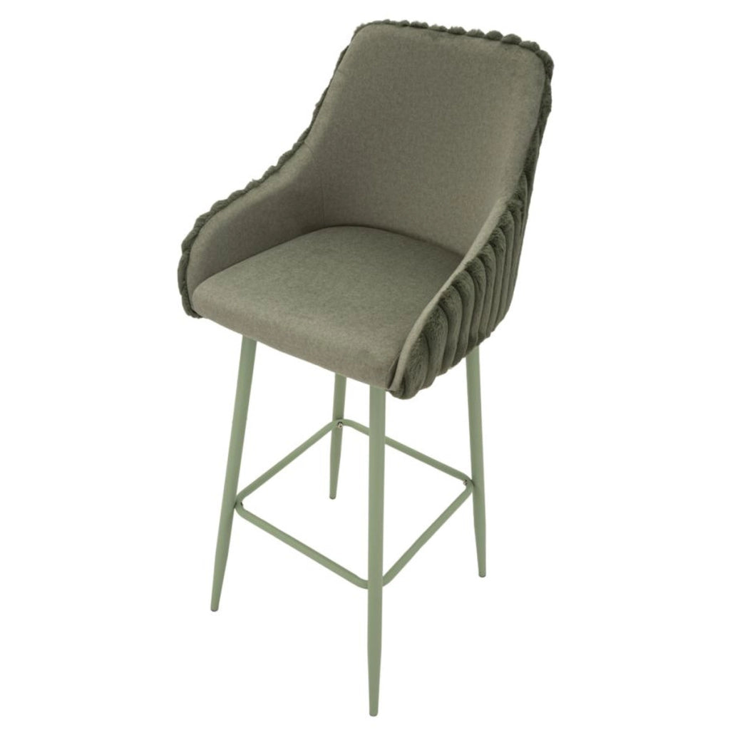 Set di 2 Sgabelli Alti VKH882, Verde, Poliestere, 52x46x111 cm
